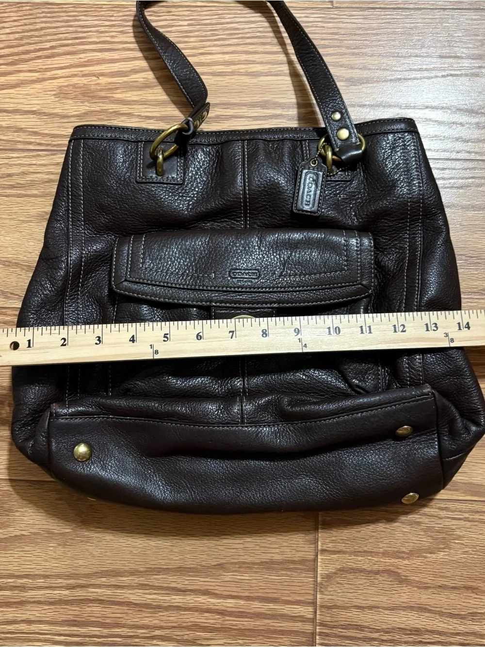 Coach Penelope Brown Pebbled Leather Shoulder Bag Purse